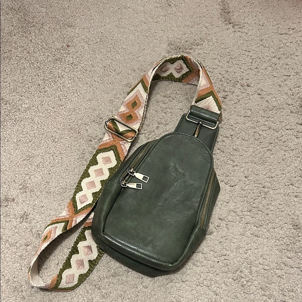 Green Leather Crossbody Bag